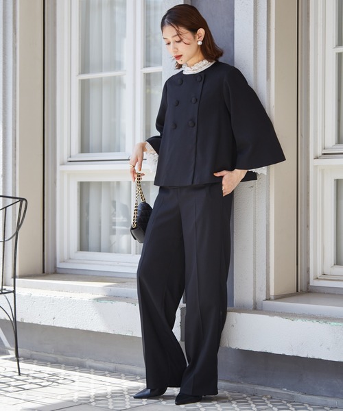 セール】【2点セット】フレアージャケットワイドパンツセットアップ