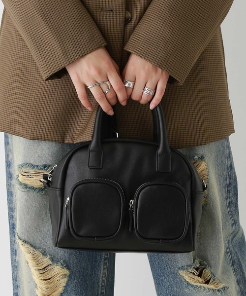 RAGEBLUE（レイジブルー）の「2WAY/ダブルポケットハンドバッグ（ショルダーバッグ・レディース・ブラック・FREE）」の15枚目の写真