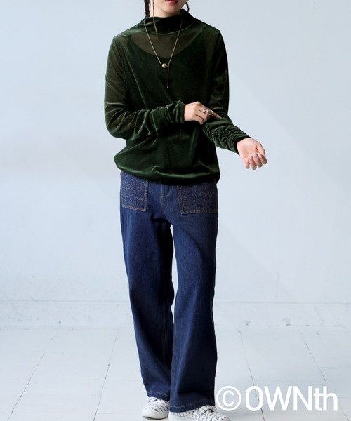 OWNth(オンス)の「ベルベットシアーギャザートップス(Tシャツ/カットソー・レディース・カーキ/ブラック・R/P)」の9枚目の写真