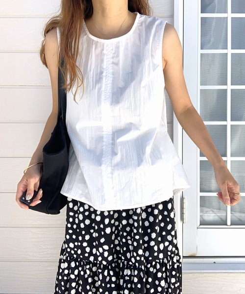 Q（キュー）の「バックオープンブラウス（シャツ/ブラウス・レディース・アイボリー/ネイビー・MEDIUM）」の10枚目の写真