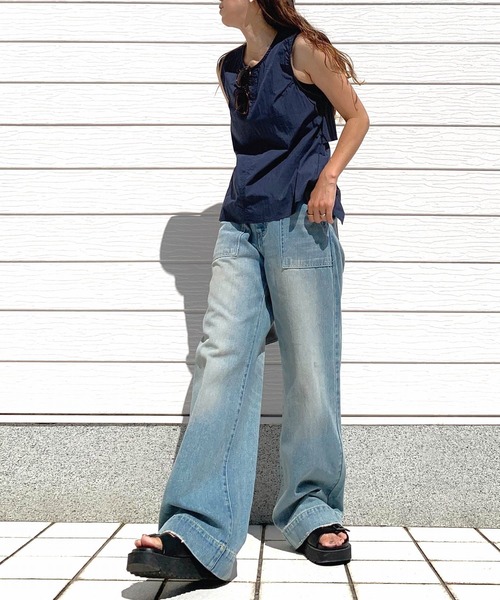 Q（キュー）の「バックオープンブラウス（シャツ/ブラウス・レディース・アイボリー/ネイビー・MEDIUM）」の14枚目の写真