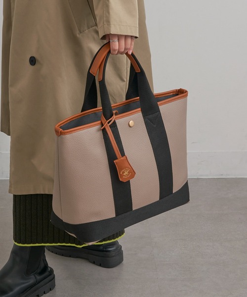 BEVERLY HILLS POLO CLUB（ビバリーヒルズポロクラブ）の「【BEVERLY HILLS POLO CLUB】《別注》スコッチグレイン ネオレザー　トートバッグ　A4対応（トートバッグ・レディース・ブラック/グレー/ホワイト/ベージュ系その他2/ブラック系その他2/グレイッシュベージュ・FREE）」の21枚目の写真
