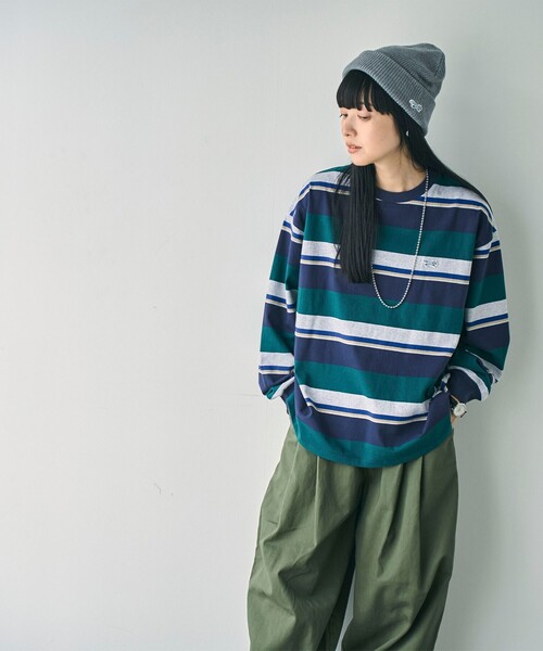PENNEYS(ぺニーズ)の「PENNEYS(ぺニーズ)別注アソートロングスリーブTシャツ(Tシャツ/カットソー・レディース・ライトブルー/ダークグリーン/ダークグレー/オフホワイト/ナチュラル/マスタード・M/L)」の12枚目の写真