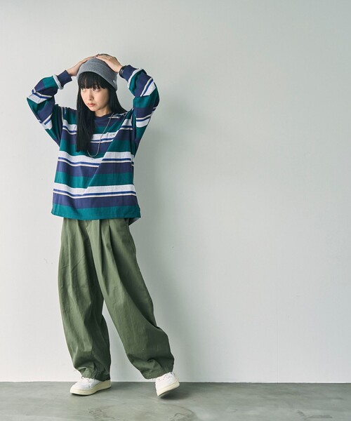 PENNEYS(ぺニーズ)の「PENNEYS(ぺニーズ)別注アソートロングスリーブTシャツ(Tシャツ/カットソー・レディース・ライトブルー/ダークグリーン/ダークグレー/オフホワイト/ナチュラル/マスタード・M/L)」の17枚目の写真