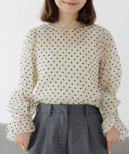 flower（フラワー）の「ハートバルーンブラウス（シャツ/ブラウス・レディース・アイボリー/ブラック・FREE）」の2枚目の写真