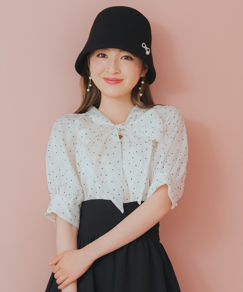 WILLSELECTION（ウィルセレクション）の「リボンタイラグランパフブラウス（シャツ/ブラウス・レディース・ホワイト系その他3/ブラック系その他2/ピンク・FREE）」の2枚目の写真