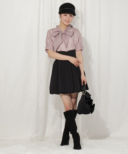 WILLSELECTION（ウィルセレクション）の「リボンタイラグランパフブラウス（シャツ/ブラウス・レディース・ホワイト系その他3/ブラック系その他2/ピンク・FREE）」の5枚目の写真