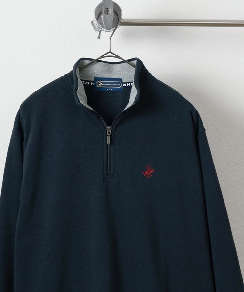 BEVERLY HILLS POLO CLUB(ビバリーヒルズポロクラブ)の「【BEVERLY HILLS POLO CLUB/ビバリーヒルズポロクラブ】ブランドロゴ ワンポイントロゴ刺繍デザイン ワイドシルエット ハーフジップスウェット/裏起毛(スウェット・メンズ・ダークネイビー/ワインレッド/サンドベージュ/オートミール/グレー/チャコールグレー・M/L/XL)」の5枚目の写真