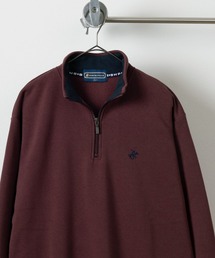 【BEVERLY HILLS POLO CLUB/ビバリーヒルズポロクラブ】ブランドロゴ ワンポイントロゴ刺繍デザイン ワイドシルエット ハーフジップスウェット/裏起毛