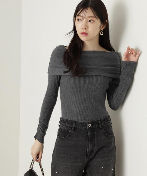 PROPORTION BODY DRESSING（プロポーションボディドレッシング）の「ギャザーオフショルニット / 1214270929（ニット/セーター・レディース・ホワイト系その他/ボルドー/ダークグレー・FREE）」の5枚目の写真