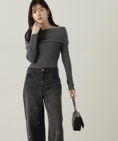 PROPORTION BODY DRESSING（プロポーションボディドレッシング）の「ギャザーオフショルニット / 1214270929（ニット/セーター・レディース・ホワイト系その他/ボルドー/ダークグレー・FREE）」の8枚目の写真