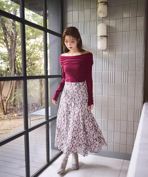 PROPORTION BODY DRESSING（プロポーションボディドレッシング）の「ギャザーオフショルニット / 1214270929（ニット/セーター・レディース・ホワイト系その他/ボルドー/ダークグレー・FREE）」の3枚目の写真