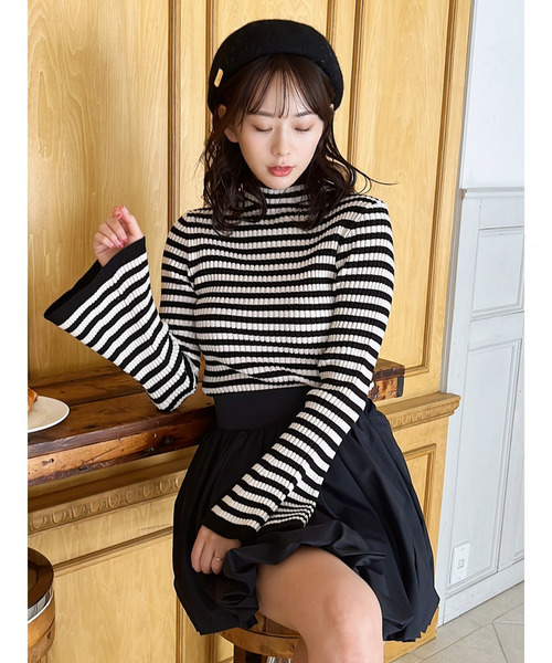 MIIA（ミーア）の「フレアスリーブリブニット（ニット/セーター・レディース・ブラック/マルチ/オフホワイト/グレー・FREE）」の10枚目の写真