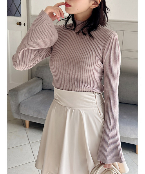 MIIA（ミーア）の「フレアスリーブリブニット（ニット/セーター・レディース・ブラック/マルチ/オフホワイト/グレー・FREE）」の13枚目の写真