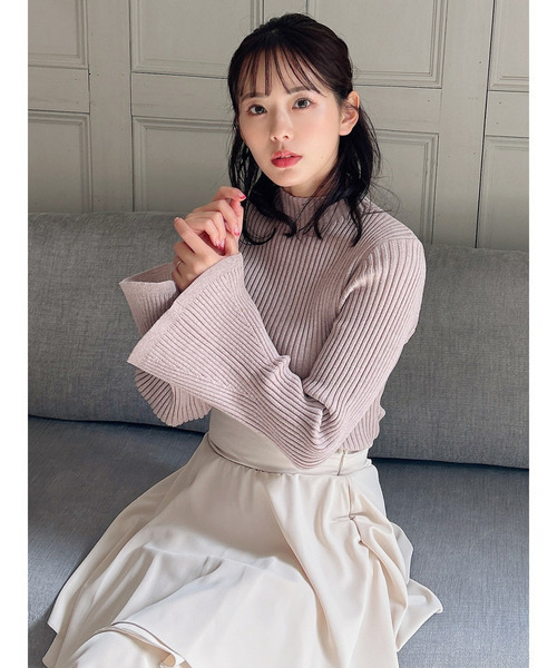 MIIA（ミーア）の「フレアスリーブリブニット（ニット/セーター・レディース・ブラック/マルチ/オフホワイト/グレー・FREE）」の14枚目の写真