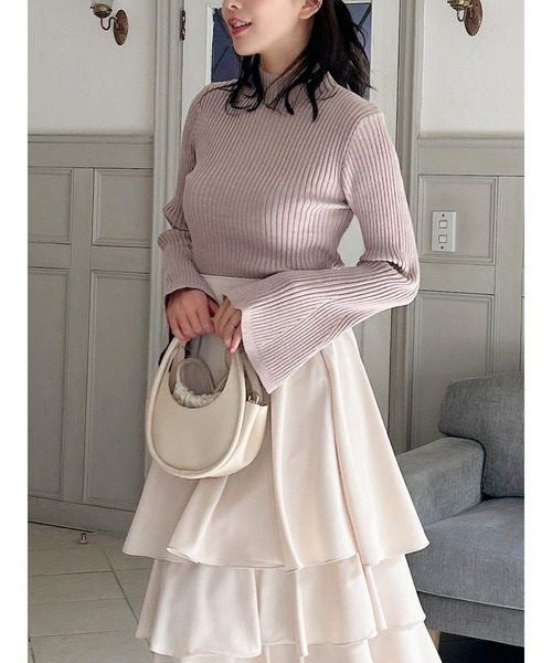 MIIA（ミーア）の「フレアスリーブリブニット（ニット/セーター・レディース・ブラック/マルチ/オフホワイト/グレー・FREE）」の15枚目の写真