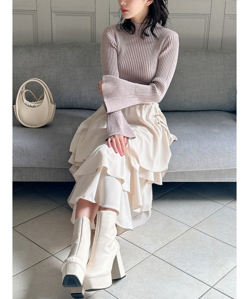 MIIA（ミーア）の「フレアスリーブリブニット（ニット/セーター・レディース・ブラック/マルチ/オフホワイト/グレー・FREE）」の16枚目の写真