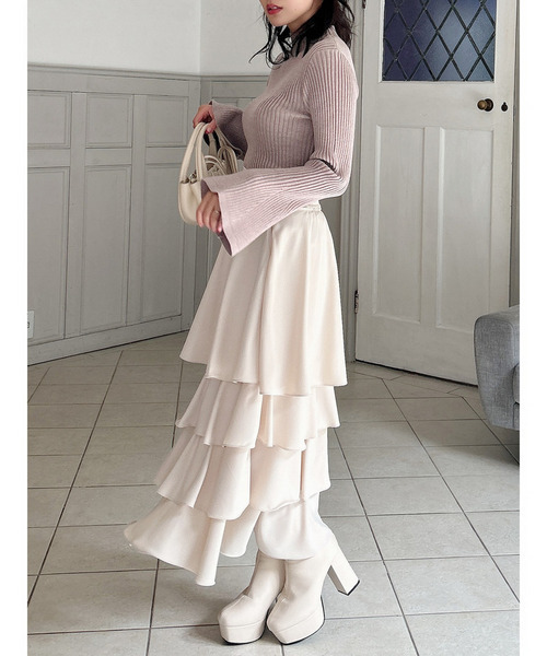 MIIA（ミーア）の「フレアスリーブリブニット（ニット/セーター・レディース・ブラック/マルチ/オフホワイト/グレー・FREE）」の17枚目の写真