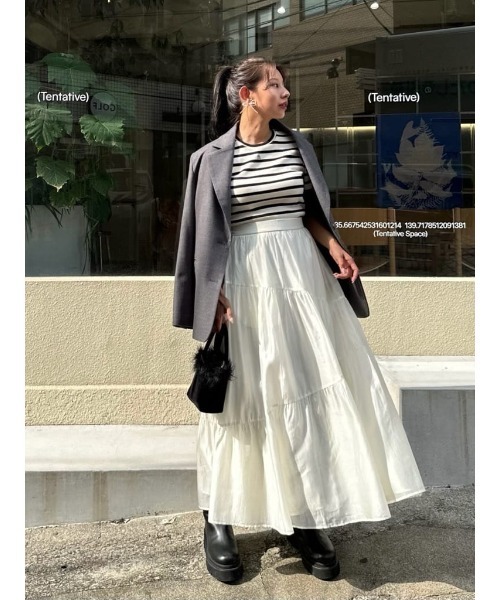 トップス herlipto Trois Logo Ribbed Tee stripe Trois Logo Ribbed Tee（Tシャツ/カットソー）｜Her lip to
