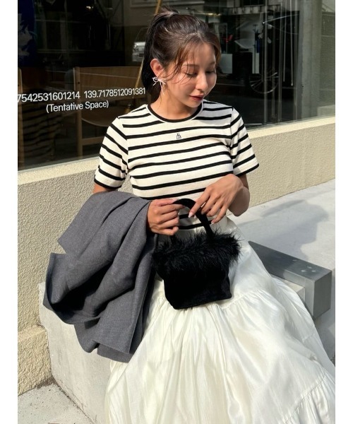 Trois Logo Ribbed Tee（Tシャツ/カットソー）｜Her lip to