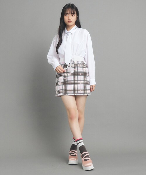 PINK-latte 黒ブレザー チェック柄スカート セット セール】【130cmあり/インナー付き】チェックミニスカート