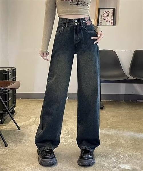 FREE STYLISTS(フリー スタイリスト)の「ハイウエストデニムパンツ(デニムパンツ・レディース・ブルー/ブルー系/ブラック/ブルー系その他・S/M/L/XL/2XL/XS)」の4枚目の写真