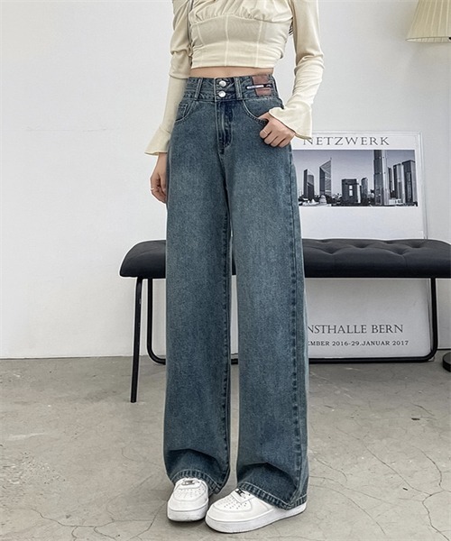 FREE STYLISTS(フリー スタイリスト)の「ハイウエストデニムパンツ(デニムパンツ・レディース・ブルー/ブルー系/ブラック/ブルー系その他・S/M/L/XL/2XL/XS)」の3枚目の写真