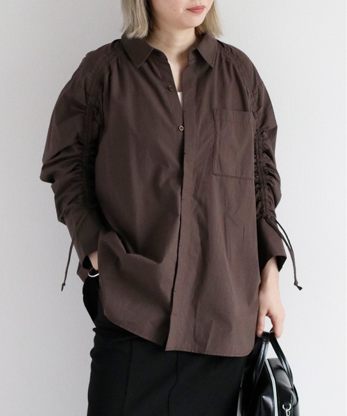 cepo(セポ)の「シャーリングドロストL/Sシャツ(シャツ/ブラウス・レディース・ブラウン/ブラック/オフホワイト・M)」の6枚目の写真