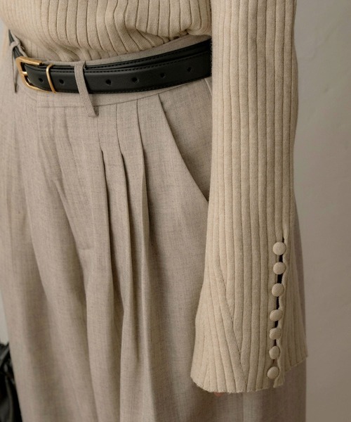 NOAHL（ノアル）の「【NOAHL】スリーブボタントップス（Tシャツ/カットソー・レディース・グレイッシュベージュ/キナリ/ダークブラウン・FREE）」の16枚目の写真