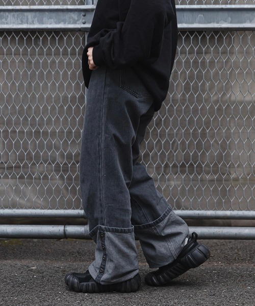 favclo.（ファブクロ）の「turn back denim pants/ ターンバックデニムパンツ（デニムパンツ・レディース・ブラック/ブルー・SMALL/X-SMALL）」の6枚目の写真