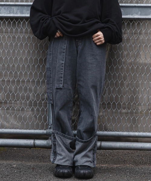 favclo.（ファブクロ）の「turn back denim pants/ ターンバックデニムパンツ（デニムパンツ・レディース・ブラック/ブルー・SMALL/X-SMALL）」の5枚目の写真