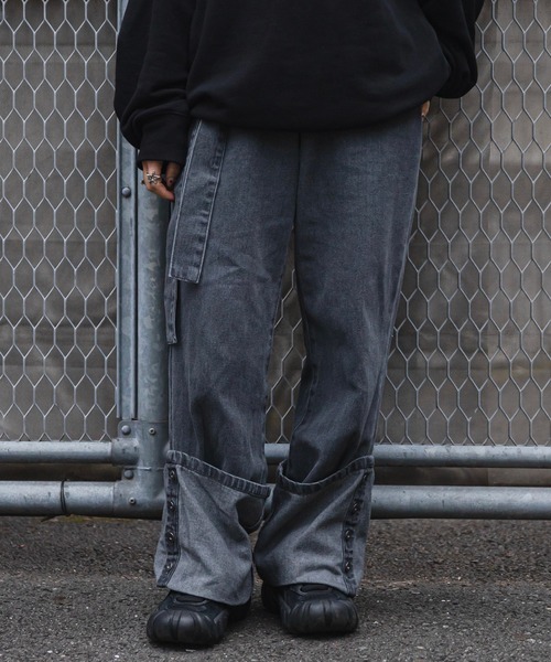 favclo.（ファブクロ）の「turn back denim pants/ ターンバックデニムパンツ（デニムパンツ・レディース・ブラック/ブルー・SMALL/X-SMALL）」の4枚目の写真