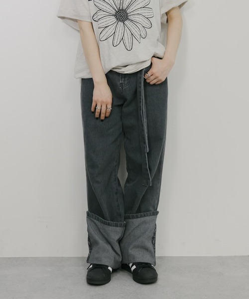 favclo.（ファブクロ）の「turn back denim pants/ ターンバックデニムパンツ（デニムパンツ・レディース・ブラック/ブルー・SMALL/X-SMALL）」の11枚目の写真