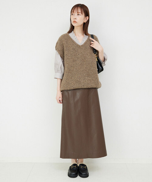 SLOBE IENA - SLOBE IENA Vネックスタンドフリル5分袖ブラウス セール】Vネックスタンドフリル5分袖ブラウス（シャツ/ブラウス