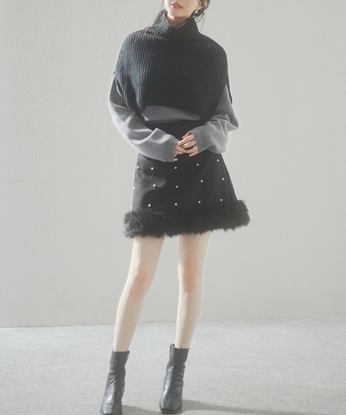 SAISON DE PAPILLON(セゾンドパピヨン)の「パール付きハイウエストツイードミニスカート(スカート・レディース・ブラウン/ピンクベージュ/ブラック・S/M/L)」の16枚目の写真