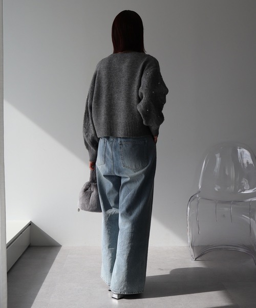 earth music&ecology（アースミュージックアンドエコロジー）の「パール&ケーブルニットプルオーバー（ニット/セーター・レディース・アイボリー/ブルー/杢グレー/ブラック・FREE）」の22枚目の写真