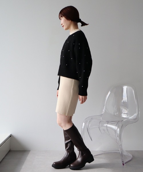 earth music&ecology（アースミュージックアンドエコロジー）の「パール&ケーブルニットプルオーバー（ニット/セーター・レディース・アイボリー/ブルー/杢グレー/ブラック・FREE）」の15枚目の写真