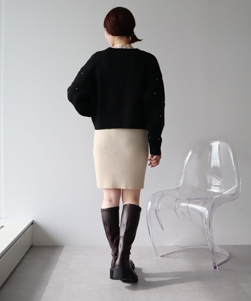 earth music&ecology（アースミュージックアンドエコロジー）の「パール&ケーブルニットプルオーバー（ニット/セーター・レディース・アイボリー/ブルー/杢グレー/ブラック・FREE）」の16枚目の写真