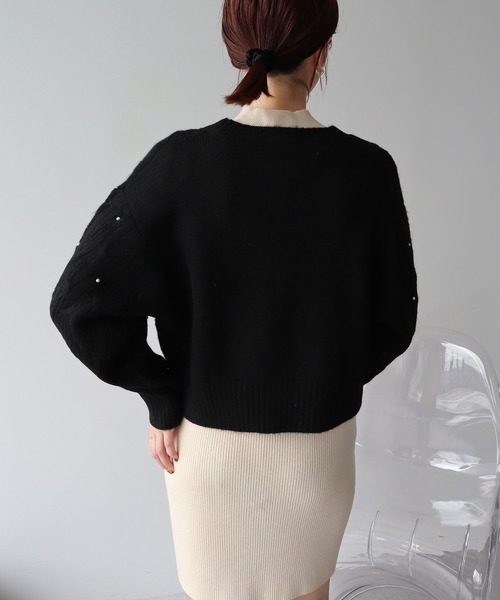 earth music&ecology（アースミュージックアンドエコロジー）の「パール&ケーブルニットプルオーバー（ニット/セーター・レディース・アイボリー/ブルー/杢グレー/ブラック・FREE）」の13枚目の写真