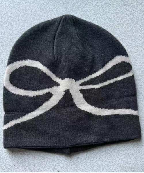 Silly（シリー）の「【韓国ストリートに◎】リボンロゴビーニー（ニットキャップ/ビーニー・レディース・ブラック/グレー/ライトグレー・FREE）」の8枚目の写真