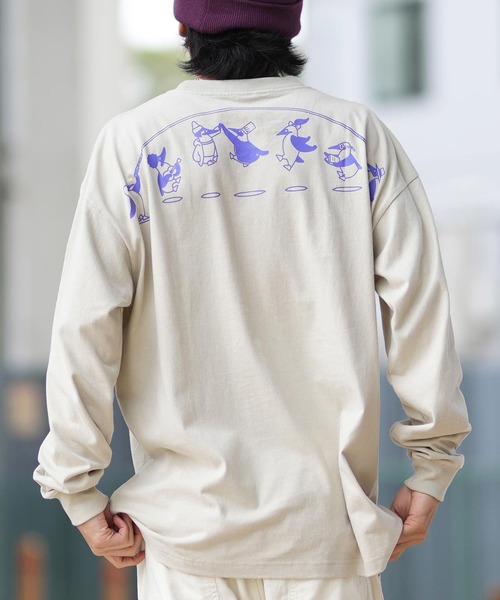 CHUMS(チャムス)の「CHUMS/チャムス ロンT/長袖ティシャツ/カットソー バックプリント オーバーサイズ CH01-2456(Tシャツ/カットソー・メンズ・グレイッシュベージュ/ネイビー/ライトブルー/ブラック/ホワイト・M/L/XL)」の3枚目の写真