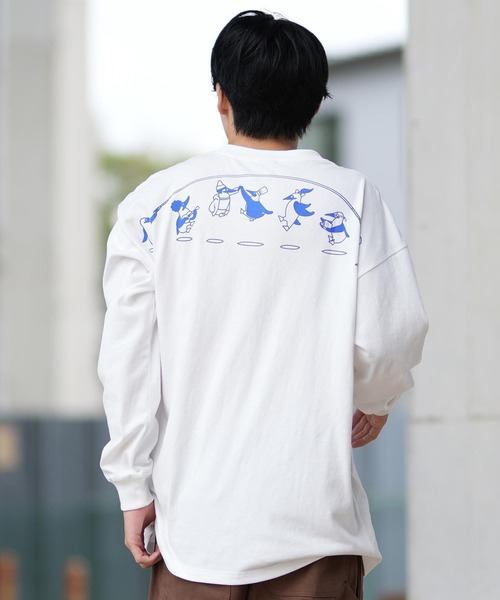 CHUMS(チャムス)の「CHUMS/チャムス ロンT/長袖ティシャツ/カットソー バックプリント オーバーサイズ CH01-2456(Tシャツ/カットソー・メンズ・グレイッシュベージュ/ネイビー/ライトブルー/ブラック/ホワイト・M/L/XL)」の10枚目の写真