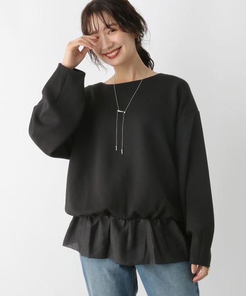 LEPSIM(レプシィム)の「裾フリルトップス 147119(Tシャツ/カットソー・レディース・ブラック/オフホワイト・FREE)」の1枚目の写真