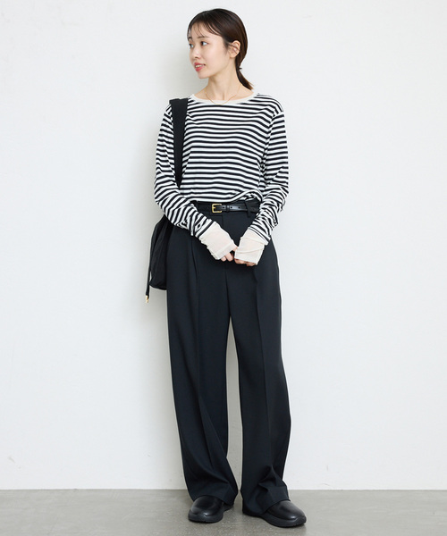 SLOBE IENA(スローブイエナ)の「《追加8》レイヤードスリーブロンTEE(Tシャツ/カットソー・レディース・ブラック/ホワイト/アイボリー・FREE)」の12枚目の写真