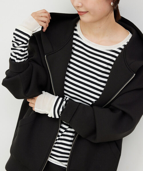 SLOBE IENA(スローブイエナ)の「《追加8》レイヤードスリーブロンTEE(Tシャツ/カットソー・レディース・ブラック/ホワイト/アイボリー・FREE)」の5枚目の写真