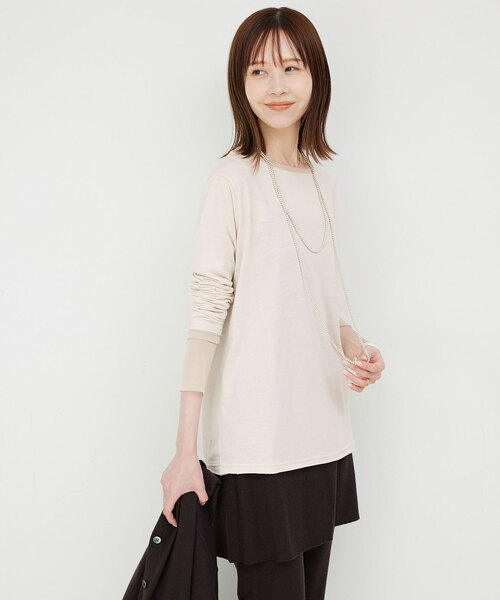 tシャツ 「追加」レイヤードスリーブロンTEE レディース 追加8》レイヤードスリーブロンTEE（Tシャツ/カットソー