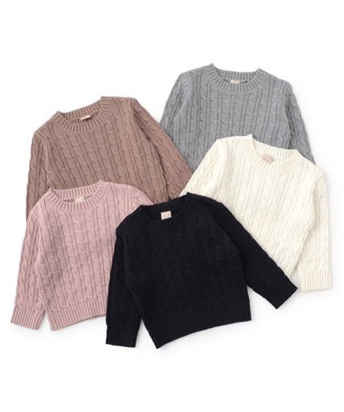 petit main（プティマイン）の「【リンク】コットンニット(キッズ)（ニット/セーター・キッズ・グレー/アイボリー/ライトピンク/ネイビー/モカ・L/M/S）」の9枚目の写真