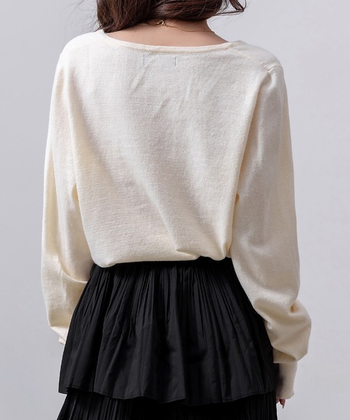 DAY CLOSET（デイ クローゼット）の「レディース 長袖きれいめVネックリブニットプルオーバー（ニット/セーター・レディース・アイボリー/ブラック/グレー・FREE）」の7枚目の写真