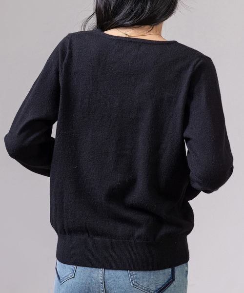 DAY CLOSET（デイ クローゼット）の「レディース 長袖きれいめVネックリブニットプルオーバー（ニット/セーター・レディース・アイボリー/ブラック/グレー・FREE）」の12枚目の写真