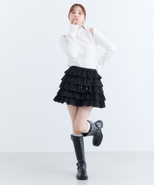 EIMY ISTOIRE(エイミーイストワール)の「スリットショルダープレーンニット(ニット/セーター・レディース・ボルドー/ホワイト/ピンクベージュ/ブラック・F)」の20枚目の写真